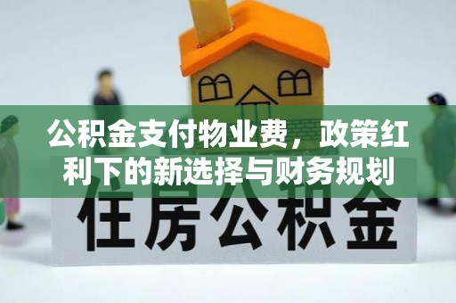 七星关公积金支付物业费，政策红利下的新选择与财务规划
